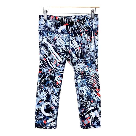 GapFit GFast Cropped Capri Leggings S Small Bright Multicolor Pattern Fun - Picture 1 of 9